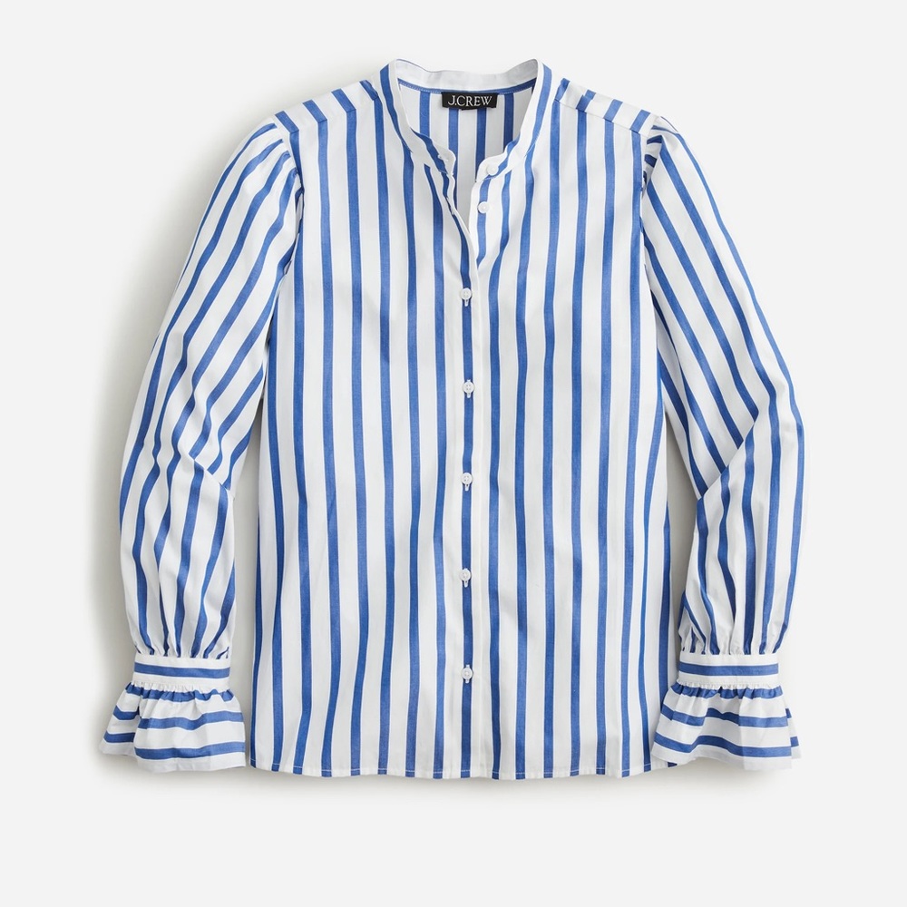 NWT J. Crew Long-sleeve Button-up with Ruffle Cuffs